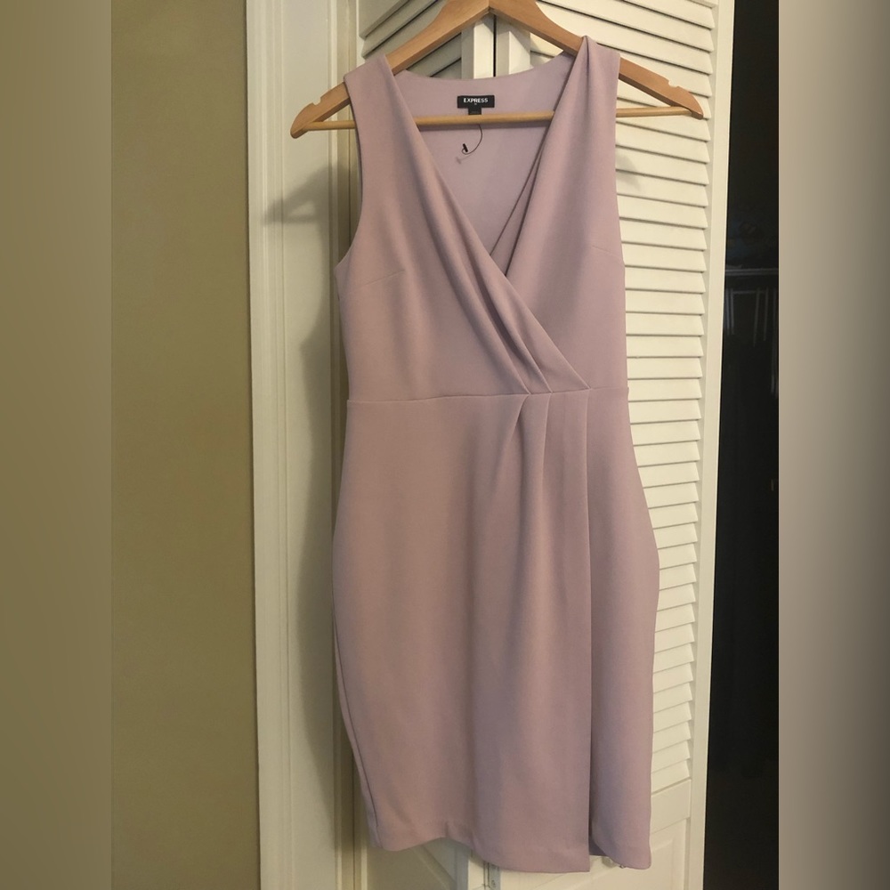 Pink Express fitted dress with plunging neckline